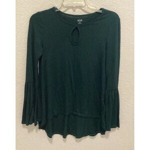 Ana Womens Green Long-Sleeve Bell-Sleeve Blouse Size XS